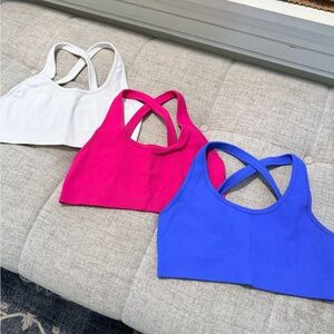 Women's Sports Bra Set - White, Pink, and Blue